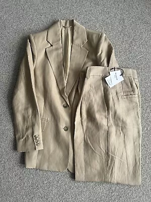 & Other Stories Women’s Beige Linen Blend Trouser Suit Never Worn Size 36 • £200