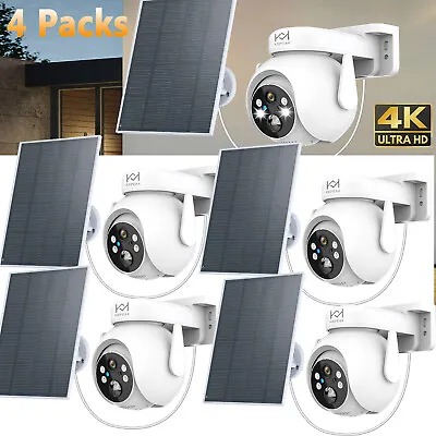 4Pack 4K Solar Battery Powered Wifi Outdoor Pan/Tilt Home Security Camera System • $183.99