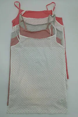 M&S Girl's Candy Pink 5 Pack Cotton Spotted Camisole Vests - New Without Tags • £7.99