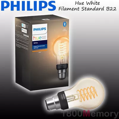 $59 • Buy Philips Hue White Filament Standard A60 LED Single Bulb B22 WiFi Bluetooth 240V