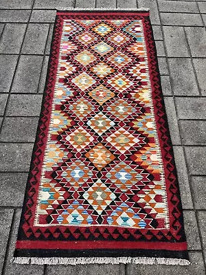 Handmade Afghan Wool Kilim Size: 205 X 87 Cm Persian Flat Woven Tribal Kelim Rug • $245