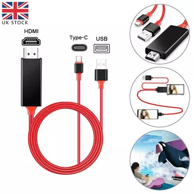 USB Type C To HDMI Converter Cable HD TV Adapter Lead For Samsung Huawei Macbook • £10.34