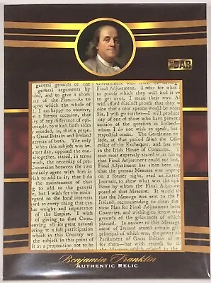 2022 The Bar Pieces Of The Past Benjamin Franklin Vintage 5x7 Document Relic SSP • £33.75