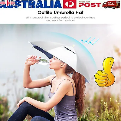 $15.44 • Buy Sun Umbrella Hat Outdoor Rain Foldable Golf Fishing Camping Headwear Head Cap AU
