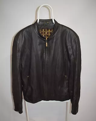 Zilli Made In France Deer Skin Brown Leather Bomber Jacket W/Silk Lining Size 56 • $913