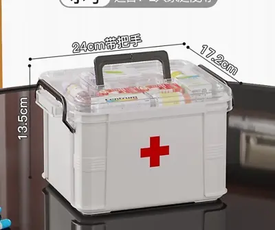 First Aid Kit Medicine Storage Box Portable Emergency Box Household Double Layer • $28.42