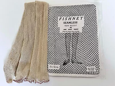 Vintage Beige Nylon Seamless Fishnet Stockings • $10