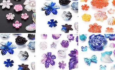 50pcs Beads Flowers Butterflies Leaves Pearls Metallic Assorted Jewellery 6-60mm • £6.99