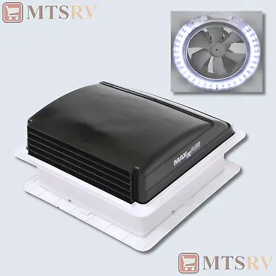 Maxxair Mini Vent Deluxe 12V Powered Fan Vent With LED Light In BLACK - 00-03851 • $99.94