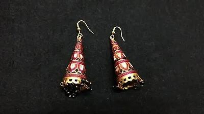 Bollywood Indian Small Multicolor Meenakari Gold Plated Jhumka Jhumki Earring • $14.29