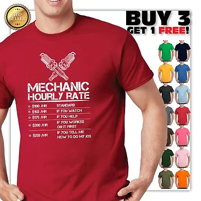 Funny Mechanic Hourly Rate Gift Shirt Labor Rates T-Shirt • $13.61