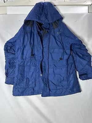 Cabela's Gore-Tex Men's Large BLUE Hooded Rain Jacket Fullzip Missing Zipper • $23.88