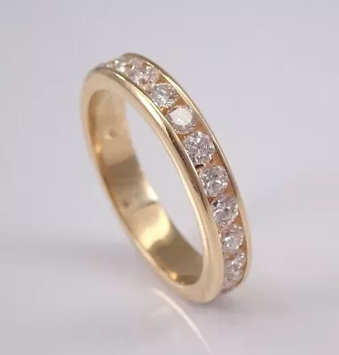 2 Ct Round Moissanite Eternity Channel Set Wedding Band 14K Yellow Gold Plated • $112.49
