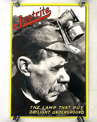 Vintage Justrite Carbide Lamp Coal Mine Advertising Poster Matte Lithograph 19  • $39.99