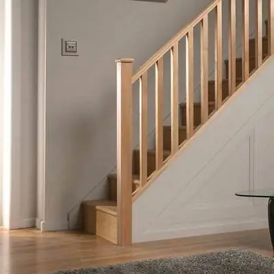 Solid Oak Classic Square Edge Stair & Landing Balustrade Staircase Kit Inc Newel • £373.25
