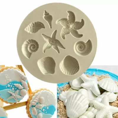 Silicone Fondant Mold Beach Sea Animals Cake Conch Seashell Summer Baking Mould • £3.99