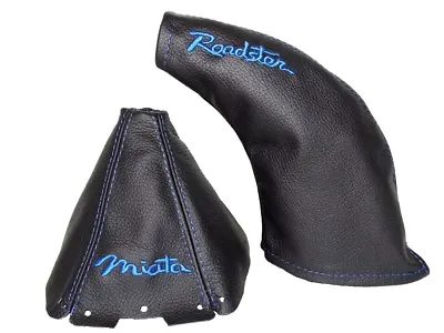 Shift & E Brake Boot For Mazda MX5 MK1 Leather  Miata Roadster  Blue Logo • $45.74