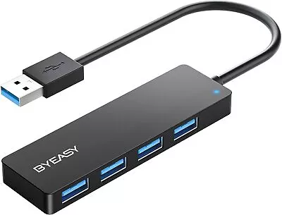 USB Hub BYEASY 4 Port USB 3.0 Hub Ultra Slim Portable Data Hub Applicable For • £17.36