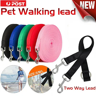 $4.80 • Buy TWO WAY DOUBLE & Flat Single  LEASH DOG LEAD COLLAR - WALKING 2 DOGS - NYLON