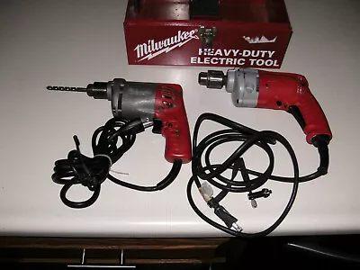 Milwaukee 0232-02 3/8   Magnum Drill 0-2800 RPM USA With Metal Case & 0101 1/4   • $125