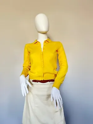 Vintage Gianni Versace Medusa Yellow Button Up Sweater Size S 40 • $150