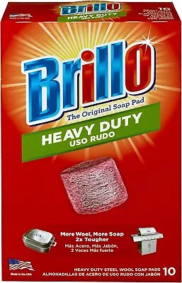 Brillo Heavy Duty Steel Wool Soap Pads Original Red Scent 10-Count • $10.53