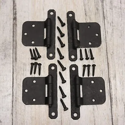 4PC Vintage Mckinney Forged Iron Semi-Concealed Hinges Cabinet Hardware -Black • $15.74