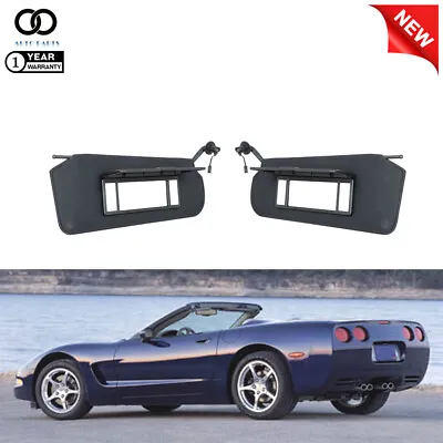 For 1997-2004 Corvette C5 Black Sunvisors Shaded Pair Sun Visor Vanity Mirror • $50.61