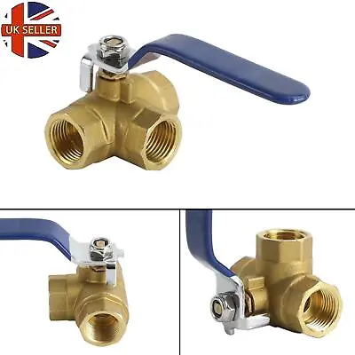 3-Way Ball Valve Female T Port Lever Handle 1/2  NPT Made Of Forged Brass • £17.98