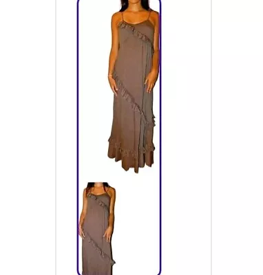 Vivienne By Vivienne Tam Taupe Ruffled Maxi Dress Size Xs  • $23