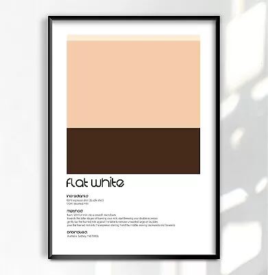 Flat White Coffee Recipe Poster Coffee Types Cafe Décor Print Wall Art A4 A3 • £4.50