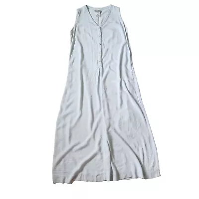 Vintage Ghost England  Sleeveless Midi Dress Gauze Button Front  Size Large • $54.95