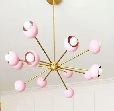 Mid Century Colorful Sputnik Chandelier Light Fixture Ceiling Lamp Modern Brass • $334.88