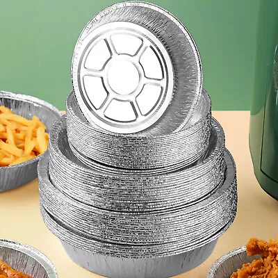 £10.22 • Buy 50x Aluminium Foil Dishes Steak Pie Round Quiche 40mm Deep Cases For Air Fryer