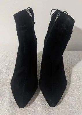 Vince Camuto Suede Ankle Boots Block Heel Salali Black Slouch Women's Size 10 M • $34.99