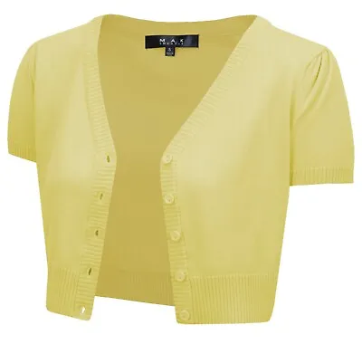 $19.25 • Buy YEMAK Women's Cropped Short Sleeve Button-Down Cardigan Sweater HB2137PL (1X-4X)