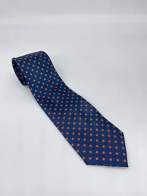 MULBERRY TREE Navy Orange Polka Dots 100% SILK Men's XL Extra Long Tie Broncos • $38.99