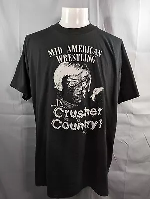 1980s Crusher Lisowski MID AMERICAN WRESTLING Vintage Shirt XL WWE WWF WCW ECW • $135