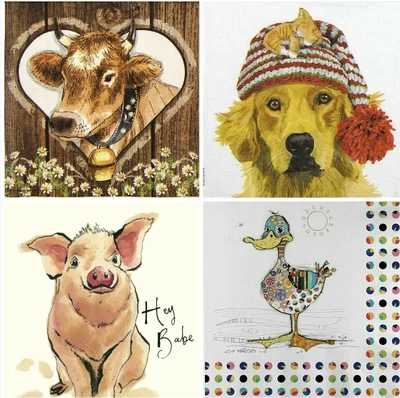 £2.79 • Buy Decoupage Napkins X4 Napkins Duck Cow Dog Piggy Pig Napkins Mix Packs Available