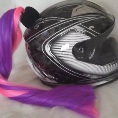  PINK & PURPLE Helmet Ponytail /  Motorcycle Bike Skate..Helmet Hair  24  Each • $22.87