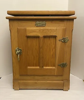 Vintage 27.5” White Clad Oak Wood Ice Box Cabinet Chest Simmons Hardware • $329.97