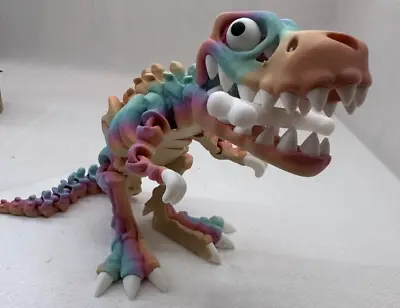 3D Printed Flexi Factory Articulated Skeleton T-Rex Fidget Toy Pastel Rainbow • $12.75