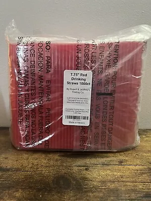 7.75” Red Drinking Straws 1000 Ct Rupert And Jeoffrey’s Trading Co. New • $19.97