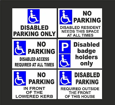 £1.99 • Buy DISABLED Signs Or Stickers No Parking  Badge Holders, Lowered Kerb  A5 A4 A3 A2