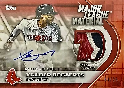 2021 Topps Series 1 Xander Bogaerts Major League Materials 3 Color Patch Red /25 • $59.95