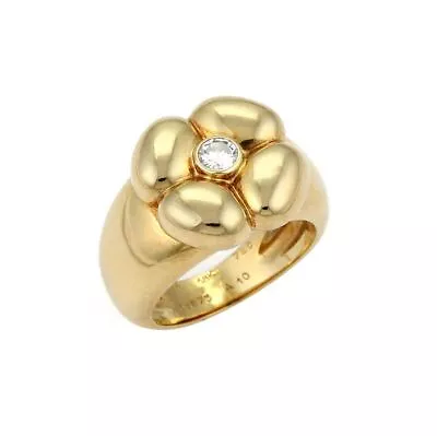 Van Cleef & Arpels Diamond 18k Yellow Gold Puffed Floral Ring • $3649