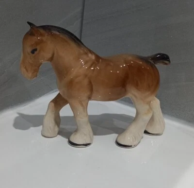 £6.99 • Buy Ceramic Shire Plough Horse Brown Farmhouse Ornament