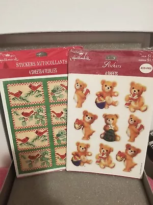 Hallmark Lot Set Of 2 Vintage Christmas Bears Birds Sticker Sheets 4 Sheets Each • $4.99