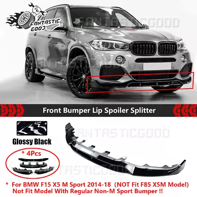 For BMW F15 X5 M Sport 14-18 Glossy Black Double Deck Front Bumper Lip Splitter • $109.99