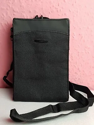 Design GO Black Travel Wallet Pouch With Neck/Crossbody Strap/Zip/ Hook Closure  • £25